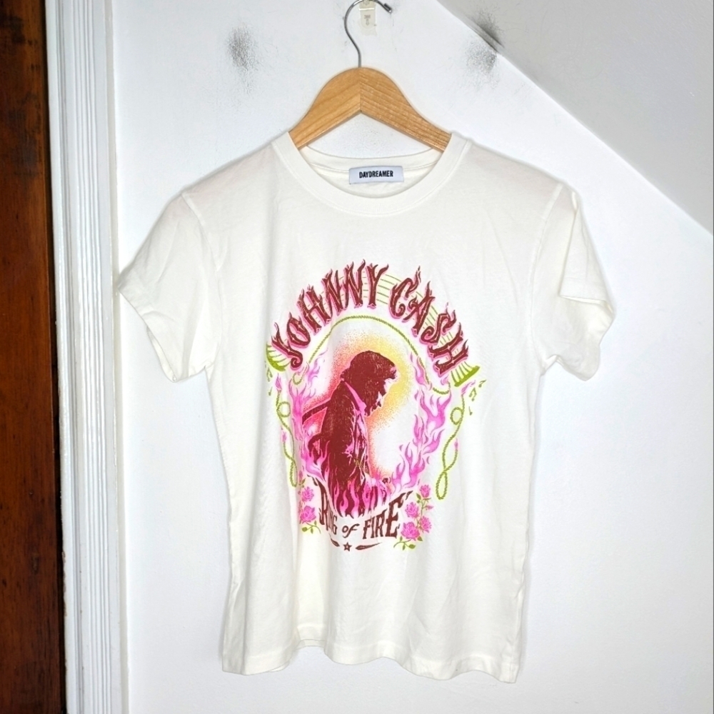 DAYDREAMER White Johnny Cash Ring of Fire Tour Tee NEW Size XS